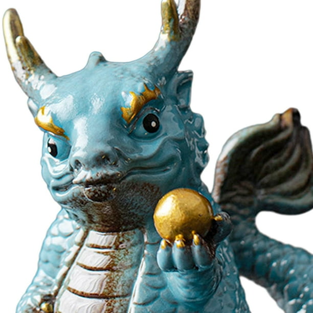 Mini estatuilla de dragón perfecl escultura de animal azul