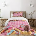 thumbnail image 3 of Ambesonne Sweets Quilted Bedspread Set 2 Pcs, Candy Cookie Sugar Cake, Twin Size, Brown Pale Pink, 3 of 6