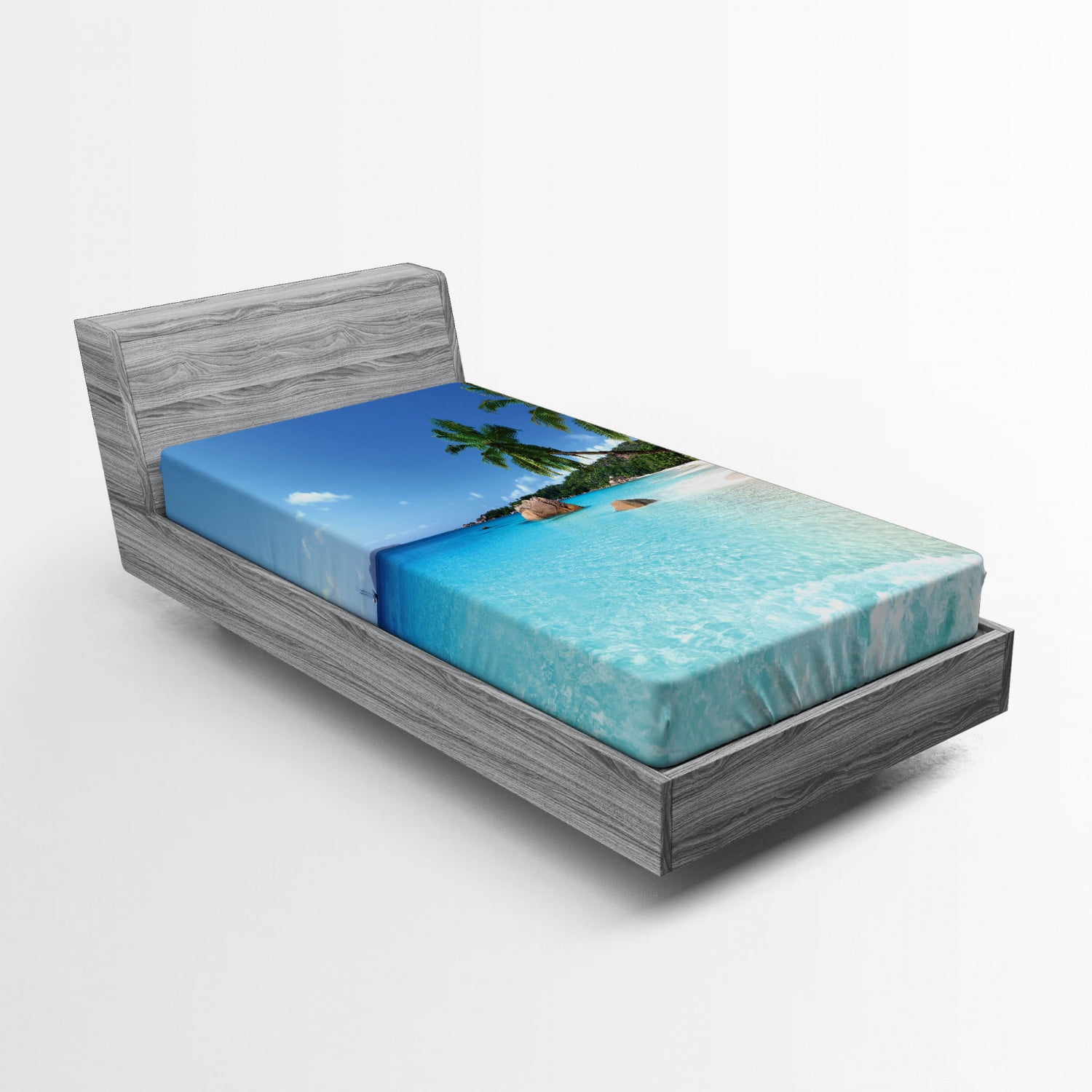Ocean Fitted Sheet Anse Lazio Beach at Praslin Island Surfing Beach
