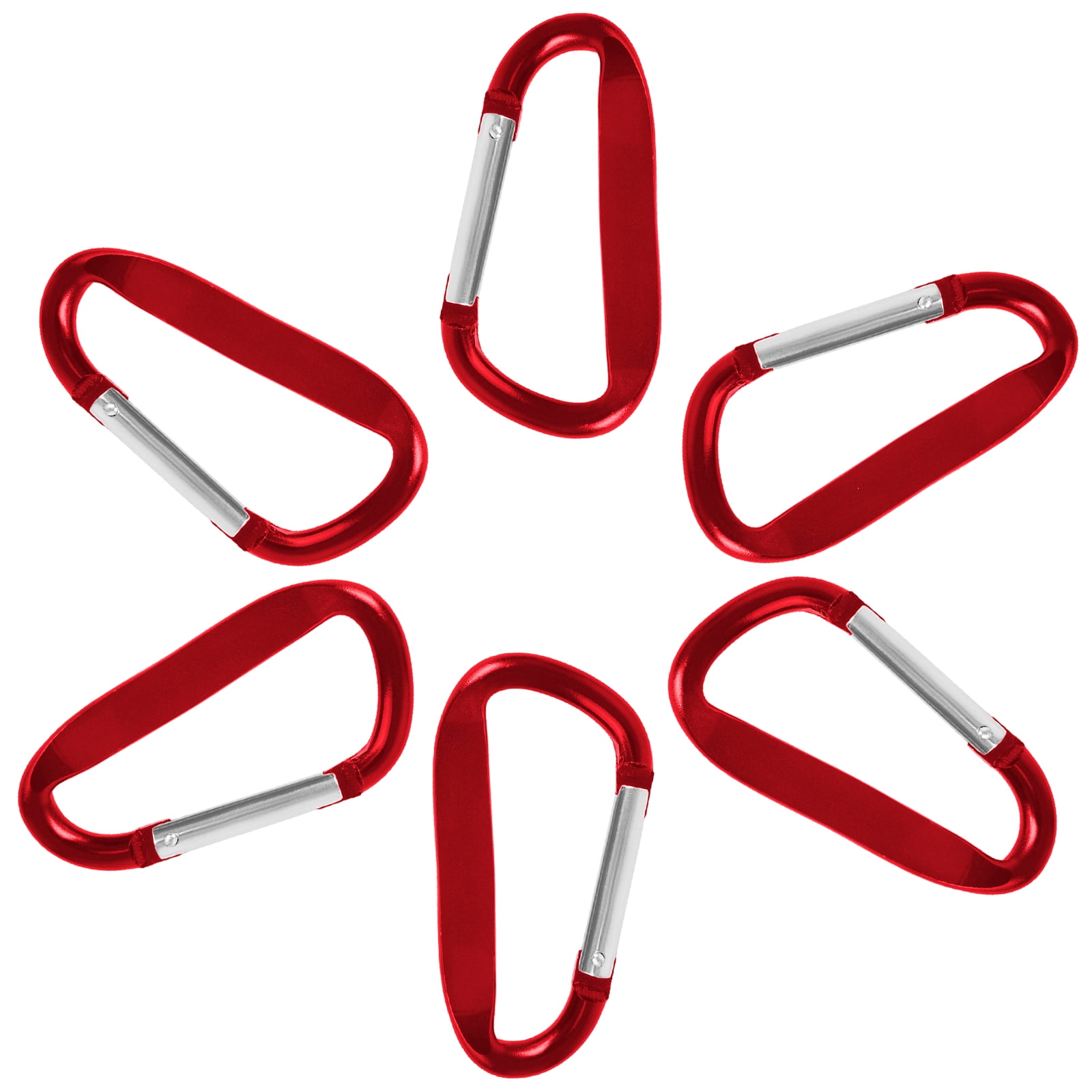 GOGO 48Pcs Carabiner 3-Inch Red Keychain Clip, D Shape Aluminum Metal Carabiner Hook