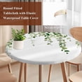 thumbnail image 3 of Green Eucalyptus Leaves Round Tablecloth 36-44 Inch Round Fitted Table Cloth with Elastic Edge, Summer Leaf Watercolor Waterproof Table Cover Protector for Outdoor Picnic Party Dining, 3 of 6
