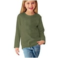 thumbnail image 3 of 3-14 Years Girls Solid Shirts Solid Classic Comfy Bottom Shirt Crew Neck Long Sleeve Pullover Tops Casual Sweatshirts, 3 of 5
