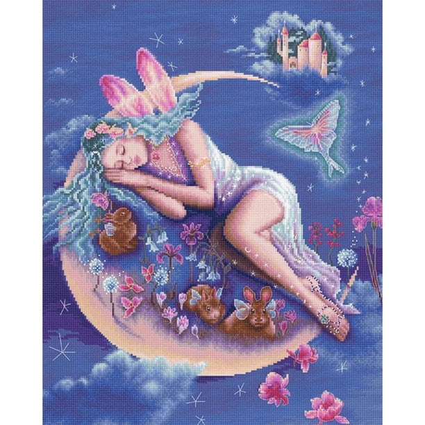 Cuadros Decorativos Kit de bordado completo DIY Luna Elf Girl contó punto de cruz juego de decoración de costura Ehuebsd Nuevos Originales