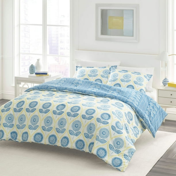 Laura Ashley Sunflower Blue Duvet Cover Set Walmart Com