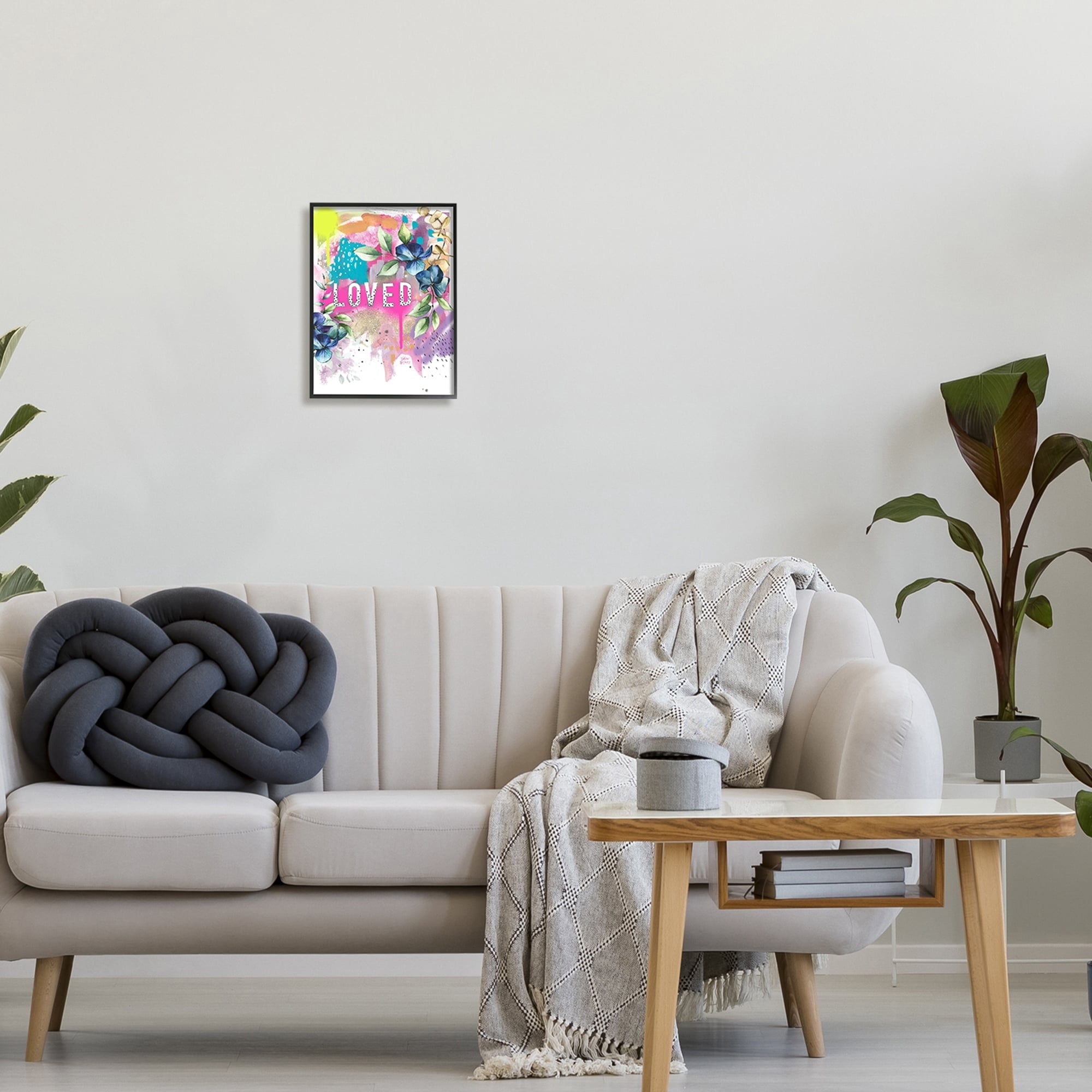 Stupell Industries Loved Text Trendy Abstract Flower Blossoms Design Framed Wall Art, 11 x 14, Design by Valerie Wieners