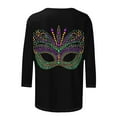 thumbnail image 5 of QATAINLAV Mardi Gras Shirts for Women 3/4 Sleeve Mask Graphic Blouse Carnival Themed Tees Party 3D Print Tops Funny Gifts Parade Tshirt Multicolor XXXL, 5 of 6