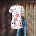 thumbnail image 2 of NSLGXD T Shirts for Women Casual Crew Neck Short Sleeve Shirts Button up Boho Graphic Tees Lightweight Going Out T Shirts S-2XL Pink Top, 2 of 5