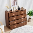 thumbnail image 4 of Wirrytor 8 Drawer Fluted Double Bedroom Dresser, Modern Chest of Drawers with Curved Sides, Large Capacity Closet Storage Cabinet, Walnut, 4 of 10