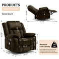 thumbnail image 2 of Korser Massage Swivel Rocker Recliner Chair with USB Ports Chenille for Living Room,Brown, 2 of 7