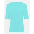 thumbnail image 3 of Women's Short Sleeve V Neck Casual Basic Solid Color Pullover Lightweight Soft Knit T-Shirt Tops, 3 of 5