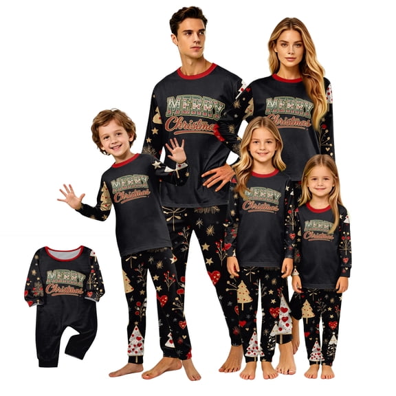Lvotionpl 2026 Matching Family Christmas Pjs, Matching Christmas Pajamas Long Sleeve Top & Pants Set Matching Holiday Family Pajama Xmas Sets