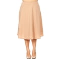 thumbnail image 2 of Women's Plus Size A-Line Casual Flared Elastic Band Solid Midi Skirt, 2 of 5