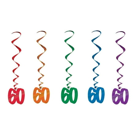 30 Piece Beistle 60th Birthday Party Whirls- Multicolor