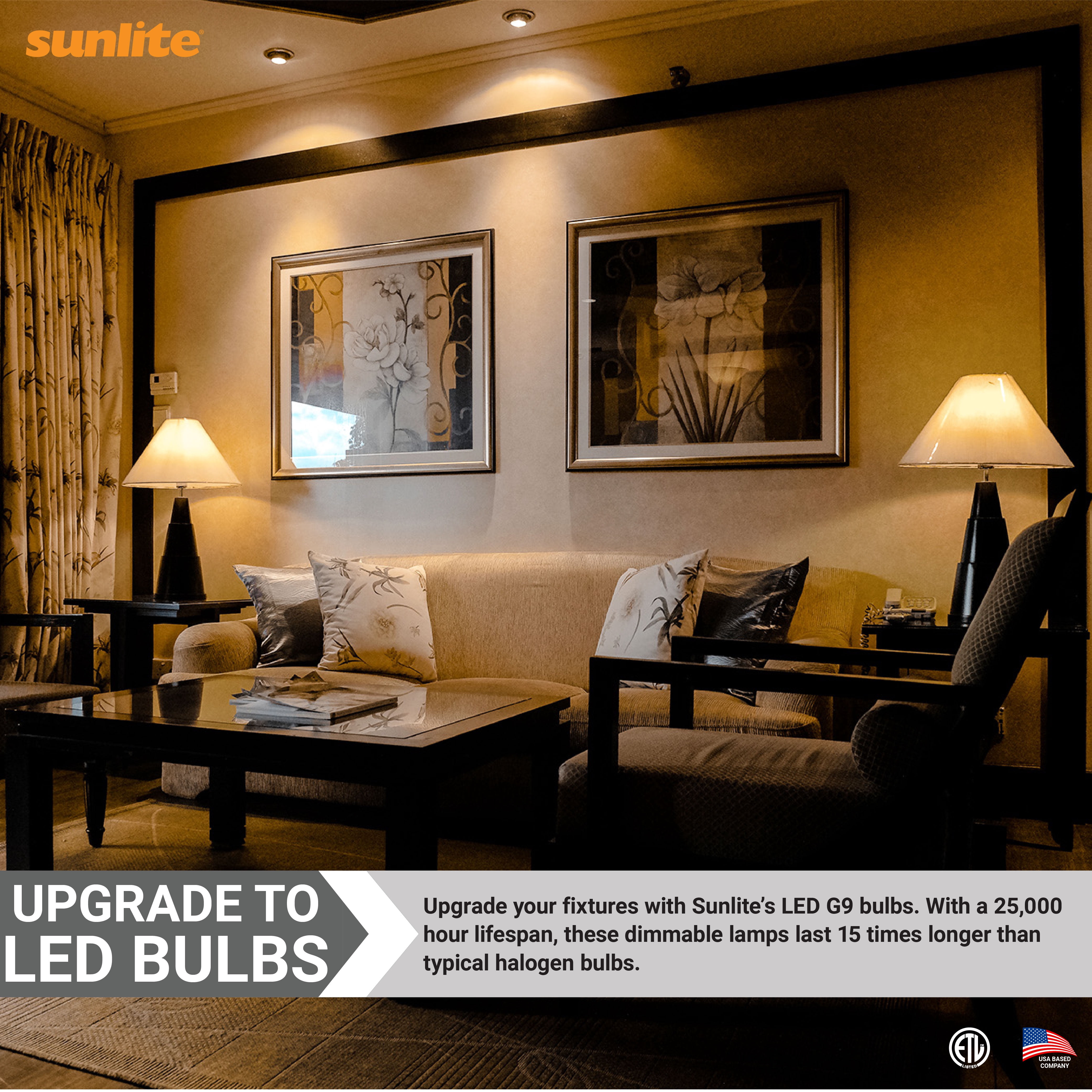 Sunlite LED G9 Lamp Light Bulb, 2.5 Watts (25W Equiv), 250 Lumens, Bi-Pin Base, Dimmable, Clear, ETL Listed, RoHS Comp, 3000K Warm White, 6 Pack