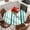 White Teal, variant on Green Stripe Round Tablecloth, Fitted Table Cover with Elastic for 36"-44" Round Tables, Gradient Geometric White Vertical Striped Table Cloth Outdoor Indoor Dinning Party Waterproof Tablecloths