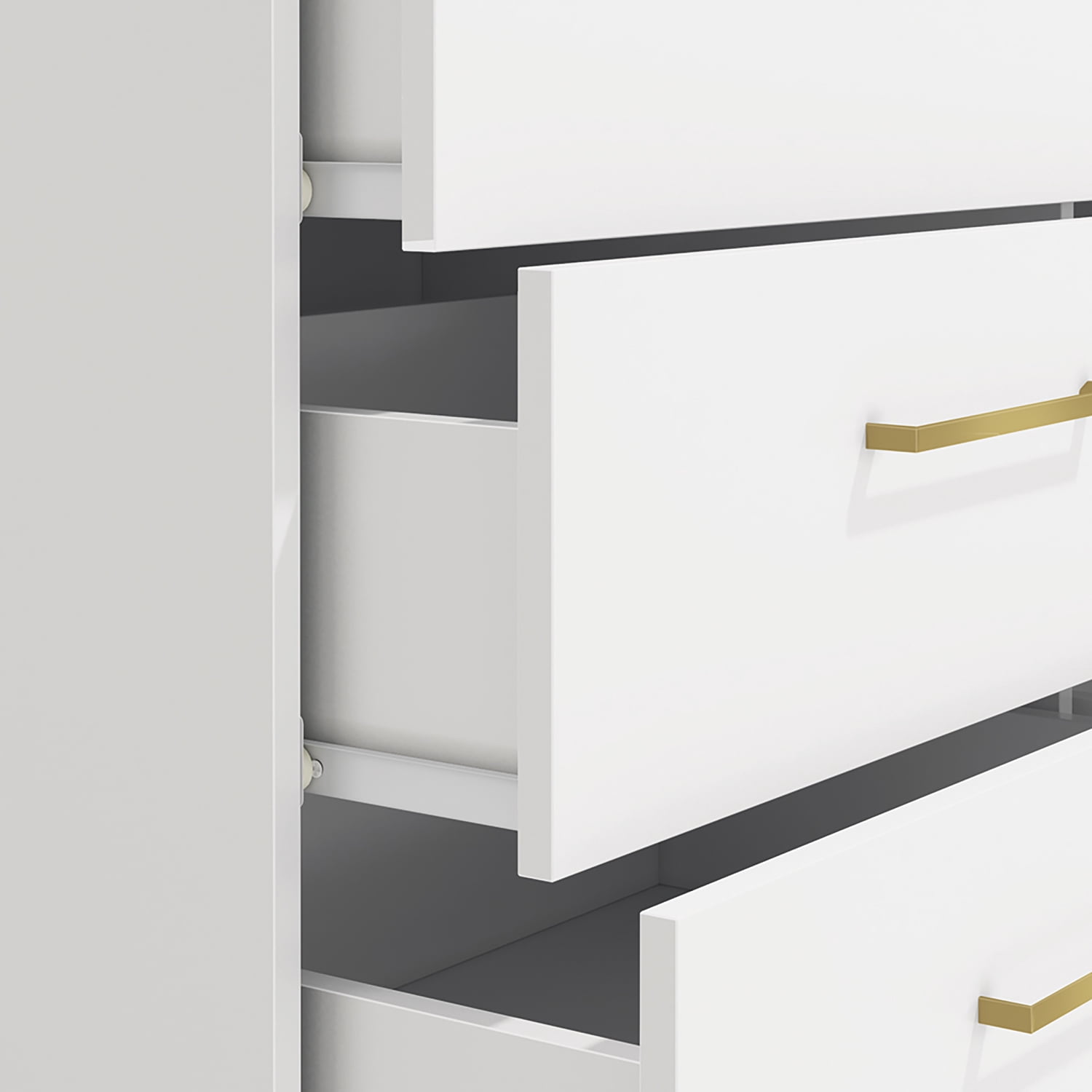 Kappesberg Jolyne 6-Drawer Horizontal Dresser with Gold Handles - White – Modern Bedroom Storage for Adults and Teens