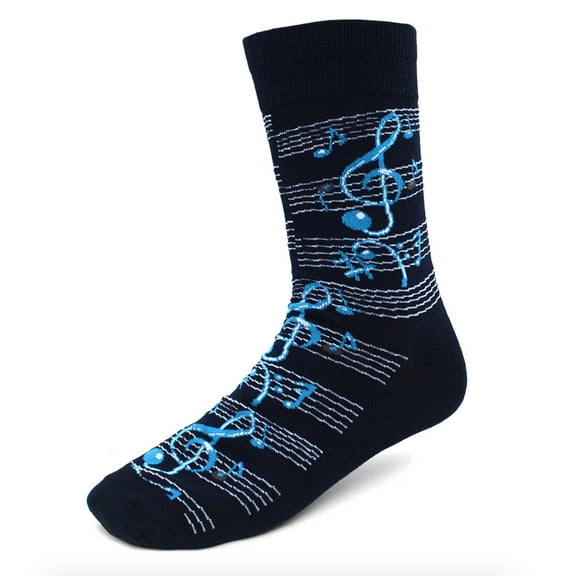 Urban-Peacock Men's Novelty Fun Crew Socks for Dress or Casual - Music Notes & Score in Black
