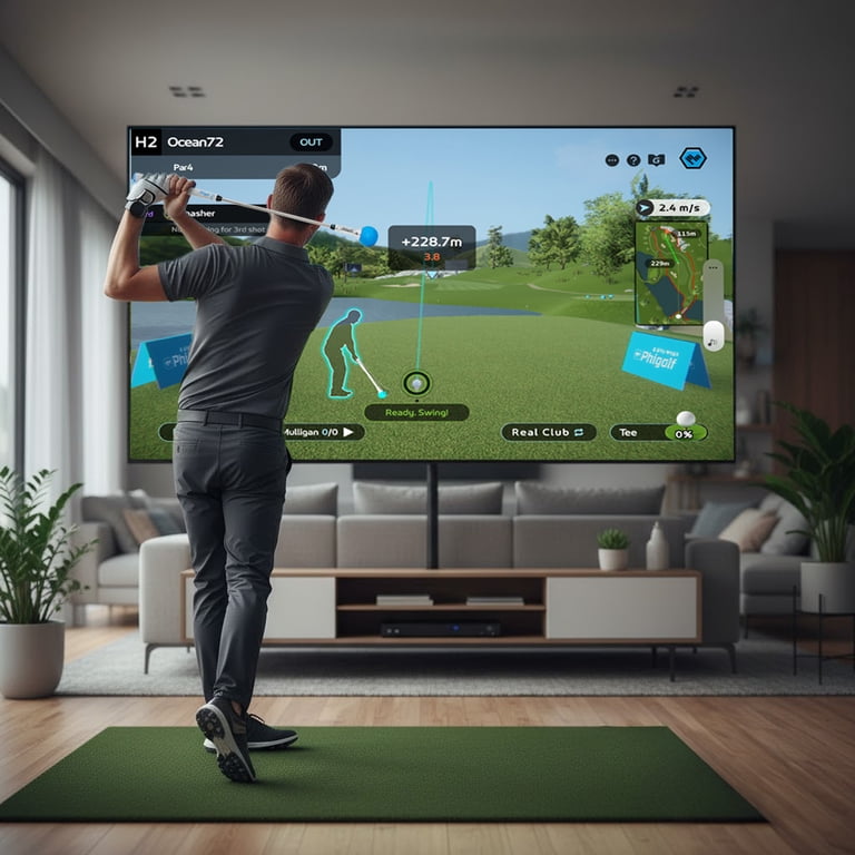 PHIGOLF2 Flex Golf Simulators for Home with Retractable Swing