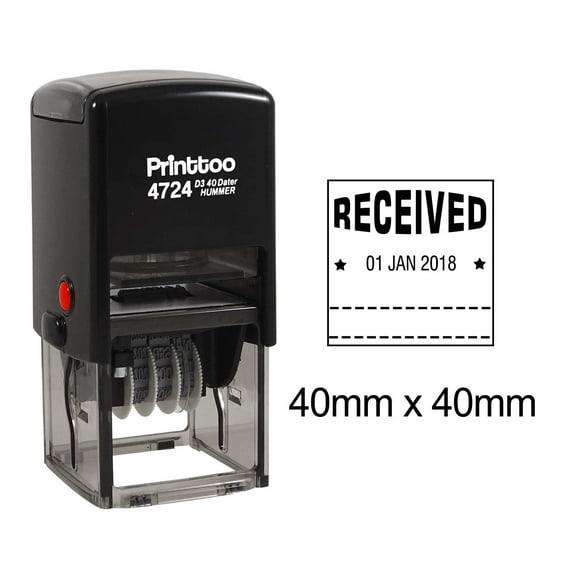 Printtoo Office Stationery Dater Stamp With Received Text Self Inking Date Rubber Stamp-Black