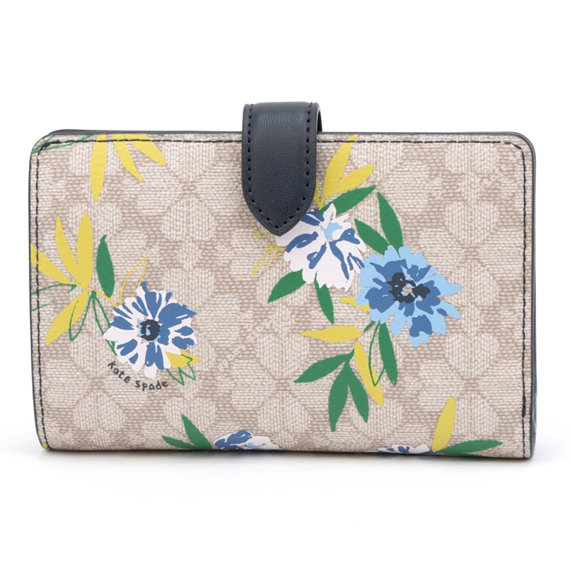 Kate Spade New York Women's Medium Bifold Floral Wallet in PVC Leather (Blazer Blue Multi)