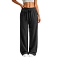 thumbnail image 2 of UKHCCC Wide Leg Sweatpants for Women High Waist with Elastic Drawstring Casual Pants Flowy Lounge Trousers Soft Cotton Cozy Loungewear Joggers S-3XL, 2 of 9