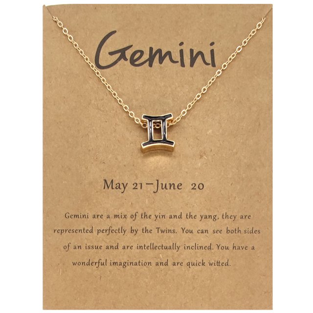 Twelve Constellation Necklace Black Dripping Oil Constellation Card Clavicle Chain