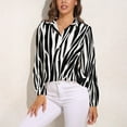 thumbnail image 3 of Zebra Black White Animal Print Long Sleeve Blouse Woman Streetwear Casual Shirts Summer Oversize Woman Streetwear Clothing Birthday Present, 3 of 7
