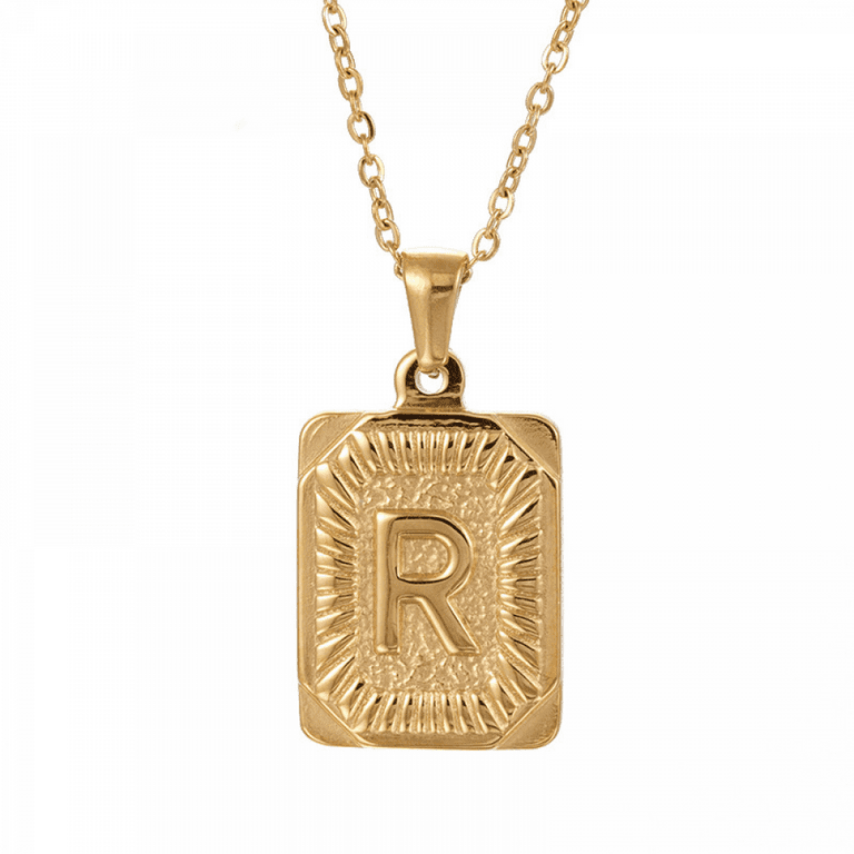 Gold Initial M Necklace Vintage Style Gold Medallion Pendant