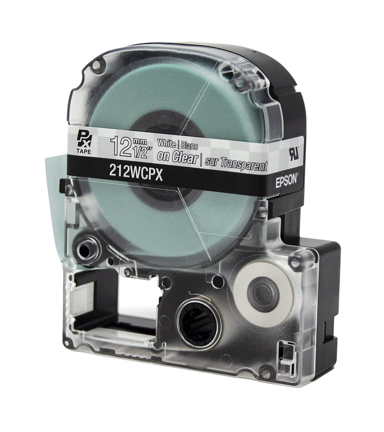 Epson LABELWORKS 212WCPX - White on Clear PET Label Maker Tape - 1/2" (12MM) Wide, 30'