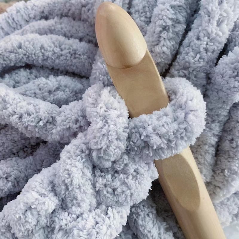 Namzi Colorful Ice Strip Thread Yarn 1000g Thick Coarse Wool Blend for Hand Knitting Crochet, Soft Chenille-Like DIY Scarf Blanket Yarn,Pink Beige & Blue