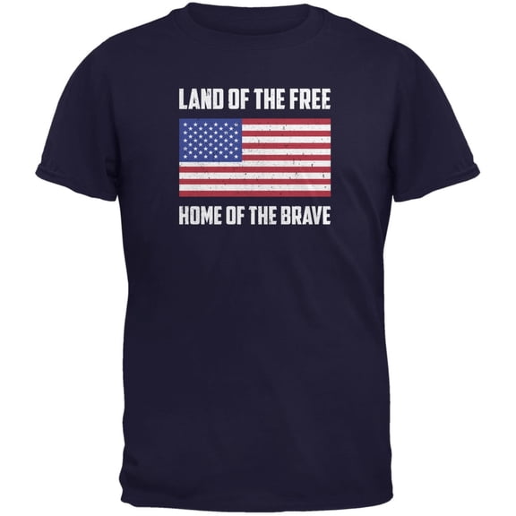 4th of July Land of the Free American Navy Youth T-Shirt - Youth Small