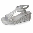 thumbnail image 6 of Women's Textured Wedge Sandals Wide Width Open Toe Summer Beach Sandals Elastic Back Strap Breathable Casual Walking Shoes Non Slip Platform Dress Sandals, 6 of 10