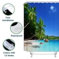 thumbnail image 2 of 3D Palms Ocean Tropical Island Beach Shower Curtain, Fabric Cloth Polyester Waterproof Bath Curtain, Maldives High-Resolution Photography Home Decor Bathroom Textile Leisure Shower Curtain, 2 of 4