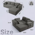thumbnail image 2 of Gizoon 105" L Shaped Sectional Couch for Living Room, Memory Foam Cloud Sofa with Chaise, Modular Corduroy Floor Sofa, Grey, 2 of 9