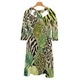 thumbnail image 6 of Tropical Animal Print Leaf Pattern Womens Summer Dress Tie Back A Line Flare Dress, 6 of 9