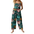 thumbnail image 2 of Christmas Women's Overalls Jumpsuits Casual Loose Straps Wide Leg Long Pant with Pockets, 2 of 5