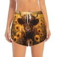 thumbnail image 2 of Balery Cute Cow Sunflower Field Pantalones cortos deportivos para mujer con forro y dos bolsillos, elásticos, para entrenamiento, gimnasio, yoga-Small, 2 of 7