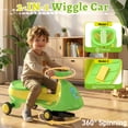 thumbnail image 3 of UBesGoo 12V Electric Wiggle Car with Pedal, 2 Speed, LED Lights and Bluetooth, Powered Ride On Car for Kids, Aged 3+, Green Yellow, 3 of 8