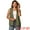 Army Green, variant on DARING DIVA Women's Cotton Linen V Neck Button Down Jacket Vest M Army Green