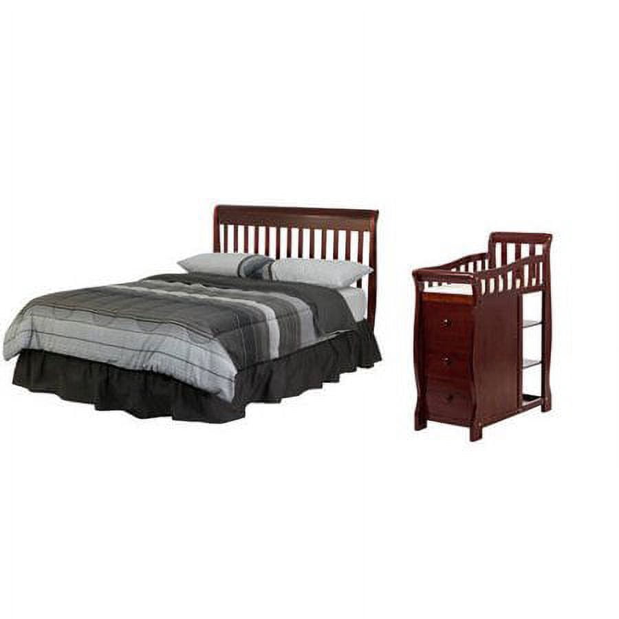Dream On Me Brody 5-in-1 Convertible Crib with Changer, Cherry