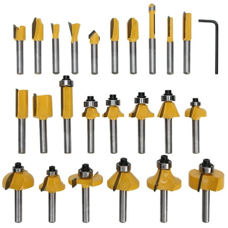 

Round Bit 24Pcs/Set Slotting Bit Woodworking Milling Cutter Kit For Woodworker Woodworking