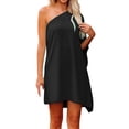 thumbnail image 4 of Women Casual Inclined Shoulder Cape Mini Dress Soild Loose Party Dress Dresses for Women Swing Petite Maxi Dress T Shirt Dress for Women Knee Length Long for Women Casual Summer plus Size Maxi Dresses, 4 of 8