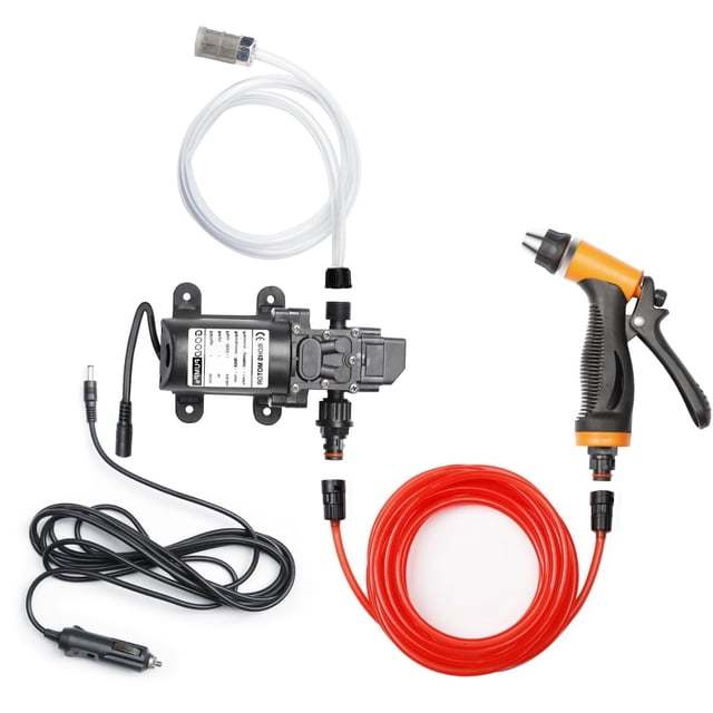 Bomba de hidrolavadora eléctrica inteligente portátil Bang4buck de 100 W, 160 PSI, 12 V, potente kit de lavado con manguera de PVC de 6,5 m para el hogar, el coche, el jardín y proyectos (100 W, mangu