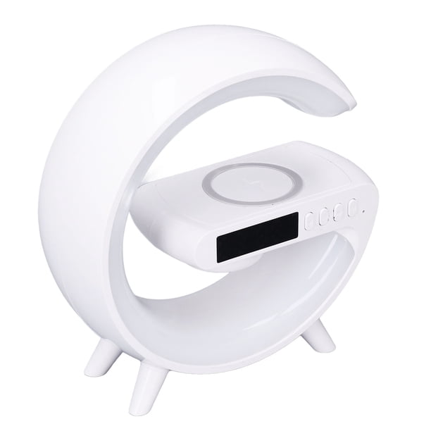 Roloj LED 13 MODOS DE COLOR ALTAVOZ BT CON CARGADOR DE 15 W, LÁMPARA DE MESA Ideal para Trabajo, Estudio, Vida, Como ideal como como Lámpara de Noche, Relaj y Ventaja para para para