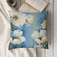thumbnail image 3 of YINGXI  Blue Golden Floral Decorative Throw Pillow Covers Velvet Pillow Covers Watercolor Flowers Pillowcase Square Cushion Covers Sofa Bed Décor 18x18in, 3 of 5