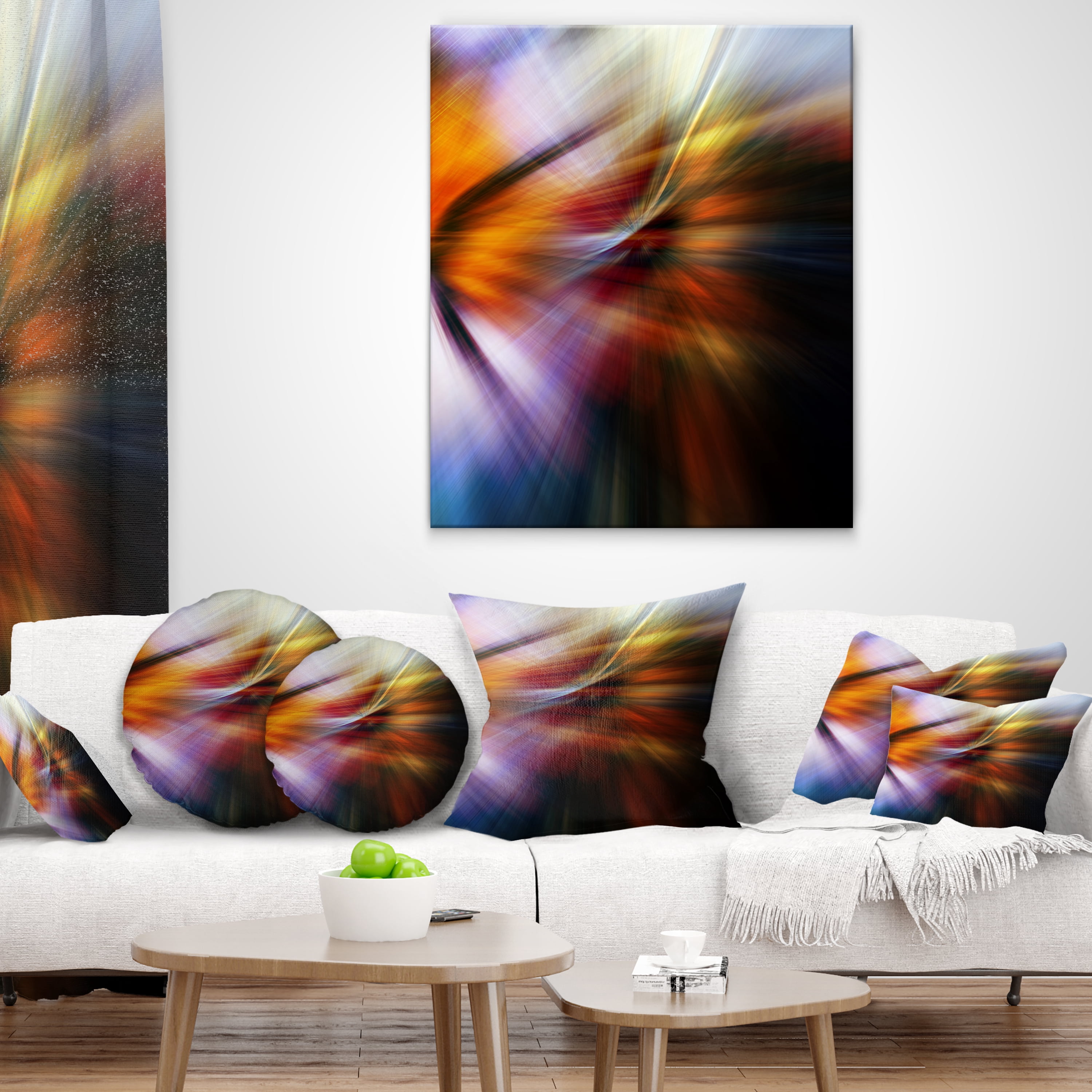 Designart Red Orange Fusion of Hues - Abstract Throw Pillow - 18x18