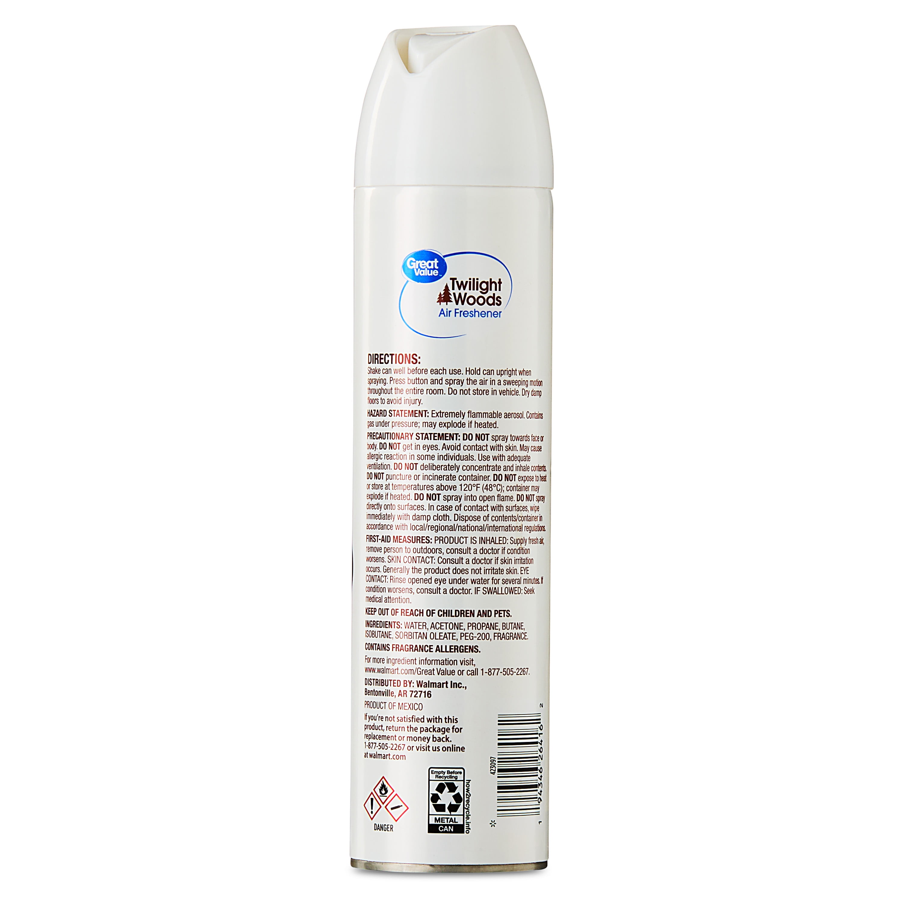 (6 pack) Great Value Aerosol Air Freshener, Twilight Woods, 8 oz