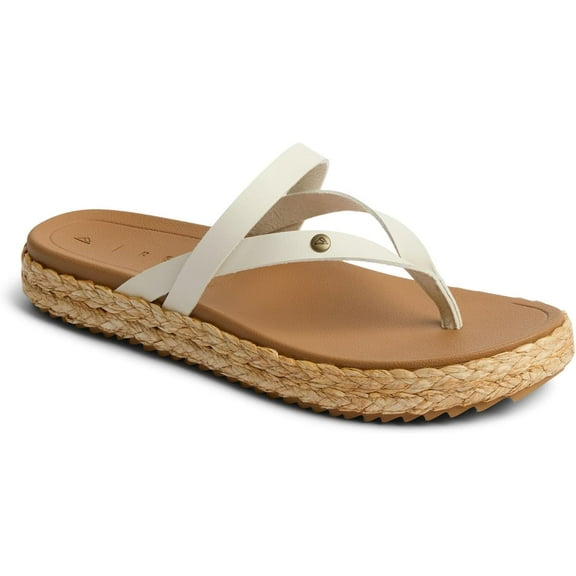 Reef Womens Vista Carmen Sandal, Vegan Leather Strap, Cushion Footbed, Whisper White, 7