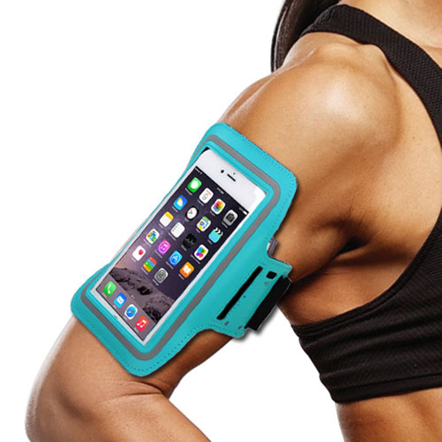 Insten Blue Adjustable Sports Running Gym Workout Armband Sportband Phone Holder w/ Key Storage