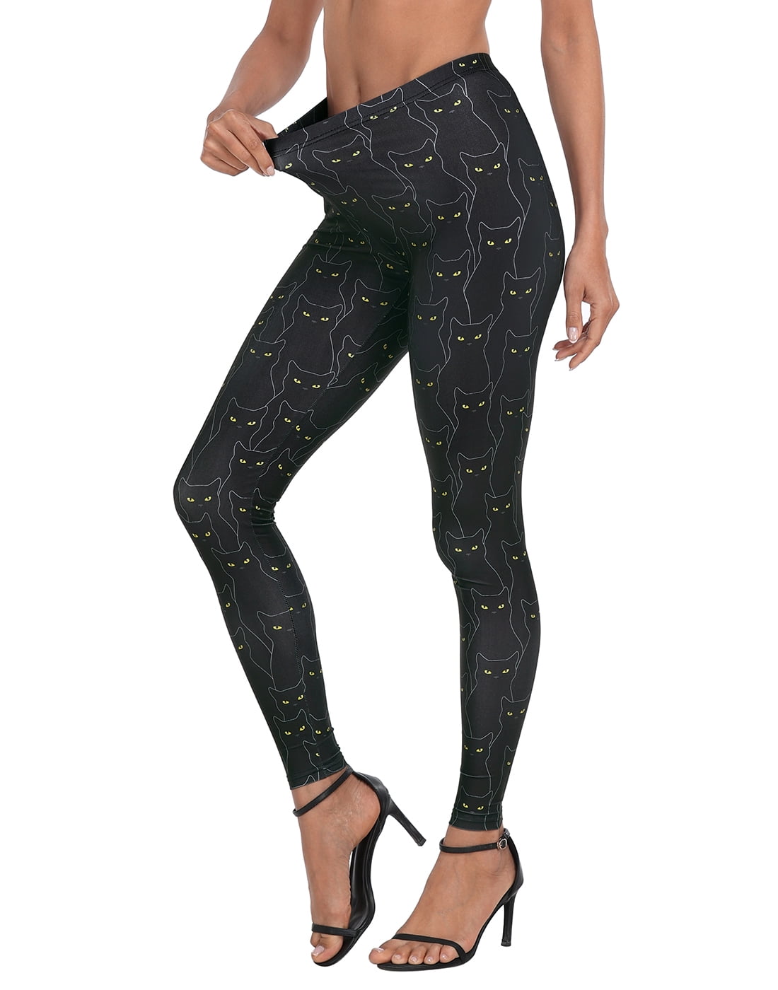 HDE Trendy Design Workout Leggings Fun Fashion Graphic Printed Cute  Patterns Neon Pink XL 